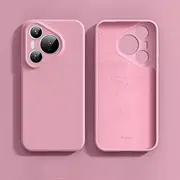 [HUOLUNGJIN] Liquid Silicone Slim Fit Phone Case Compatible with Huawei Pura 70 | Full Body Protection with Screen & Camera Cover | Shockproof Anti-Scratch Soft Microfiber Interior (Pink A)