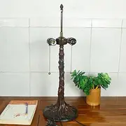 Tiffany Table Lamp Base with 2 Lights, Height 26" Desk Lights Base Alloy Lamp Base Replacement Only Fit for 16 Inch Tiffany Style Stained Glass Lampshades KeYJ