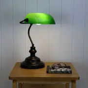 Oriel Lighting Retro Style BANKERS Lamp BLACK / GREEN (switched)