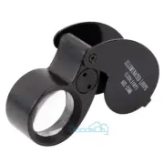 40X Illuminated Jewelers Eye Loupe Foldable Magnifier Bright LED Light