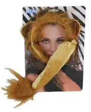 Lion Costume Set (Ears on Headband & Tail) Pk 1