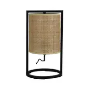 MANDALAY Black Table Lamp with Rattan Shade