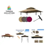 8'x5' Grill Gazebo Canopy Cover - Waterproof Replacement Top with T-Hook,Khaki