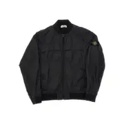 [STONE ISLAND] STONE ISLAND Windbreaker jacket with logo badge Kids 14Y 14Y Black