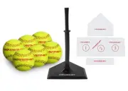 PowerNet Softball Coaching Bundle 8 Piece Tee-Ball Set + 6 Soft Core Baseball