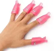 HiMo 10PC Plastic Acrylic Nail Art Soak Off Cap Clip UV Gel Polish Remover Wrap Tool (Pink)