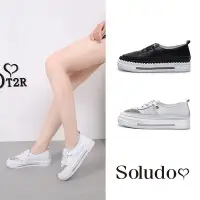 在飛比找Yahoo奇摩購物中心優惠-Soludos-正韓來台-免系帶時尚水鑽小白鞋-黑/白