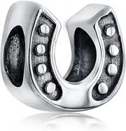 [Bling Jewelry] Jockey Equestrian Hat Cap Sports Helmet Western Champion Horse Head Lucky Horseshoe Dangle Charm Bead For Women Teen Oxidized .925 Sterling Silver Fits European Bracelet