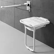 FFSPIIO White Wall Mount Shower Chair, Adults Elderly Disabled Bathing Aid Seat Fold-Up Bath Bench Folding Bathroom Stools Shower Chair