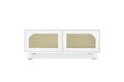 Carlo 110cm Rattan Coffee Table with Cabinet - White