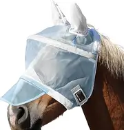 Horse Fly Mask, Full Coverage UV Protection Fly Masque, Breathable Fine Mesh Horse Head Mask with Ears, Adjustable Skins-Friendly Horse Facial Shield, for Racecourse & Equestrian Competition