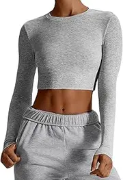 [KEOYA] Yoga Crop Top for Women Solid Long Sleeve/Sleeveless Workout T-Shirts Slim Stretchy Athletic Gym Top