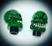 MOTOKING BMX PRESTA VOODOO SKULL VALVE CAPS ( PAIR ) SLIME GREEN