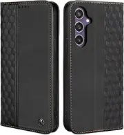 Case for Samsung Galaxy S24 FE, Shockproof PU Leather Flip Folio Cover with Card Slots, Magnetic Wallet Case for Samsung Galaxy S24 FE, Black
