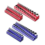 Magnetic Socket Organizer, 4-Pack Metric SAE Socket Holder Set 1/4", 3/8"