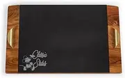 PICNIC TIME Disney Mickey Mouse Covina Acacia and Slate Serving Tray, Charcuterie Board Set, Cheese Board, (Acacia Wood & Slate Black with Gold Accents)