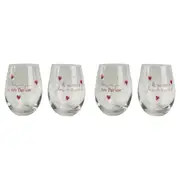 2x Urban All You Need is Love Wine Glass Stemless Drinking Cup Drinkware Pink