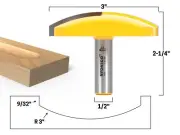 3" Radius Horizontal Crown Router Bit - 1/2" Shank - Yonico 16185