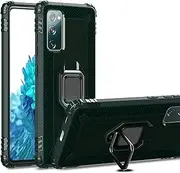 Cavor for Samsung S20 FE 5G Case 360°Rotation Ring Holder Kickstand [Work with Magnetic Car Mount] Shockproof Scratch-Resistant Protective Cover (6.5")-Dark Green