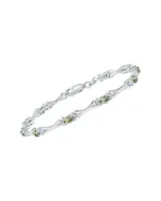 Silver 1.86 ct. tw. Diamond & Green Amethyst Bracelet