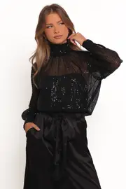 [PUP4] Stasya Sequin Top - Black XS black