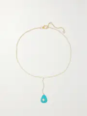 [Yvonne Léon] Yvonne Léon - 9-karat Gold, Turquoise And Topaz Anklet - One size One size Gold