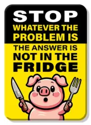 STOP WHATEVER THE PROBLEM IS PIG MAGNET 2.5” X 3.5” ROUNDED CORNERS NEW