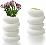 2 Pcs Spiral Plastic Vase, White Nordic Style With 4 Spiral, Irregular Vases for Centerpiece Wedding Dinner Table Party Living Room Office Bedroom
