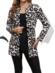 New in PKG open front leopard print machine was jacket large fits 10-12