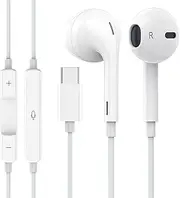 Apple Earbuds, USB C Wired Earphones Noise Canceling Isolating with USB-C Plug (Built-in Microphone & Volume Control) for Phone 15 Android Smartphone and Other USB C Type C Device-1 Pack White