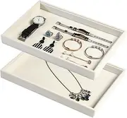 Coward 2Pcs/Set Stackable Jewerlry Organizer Tray Beige Velvet Blank Tray Holder for Beads Bracelets Necklaces Earrings Store Selling or Home Show