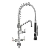 3Monkeez Stainless Steel Dual Hob Mount Pre Rinse Unit With 12" Pot Filler - Taps and Rinse Jets (T-3M53058-C) - T-3M53058-C
