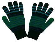 Paul Smith Green Blue Striped Lambswool Knitted Gloves Scotland One Size New Tag