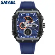 SMAEL Men Sport Watch Rectangle Digital Military Stopwatch Boys LED Wristwatch