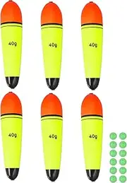 uxcell Fishing Slip Bobbers, EVA Foam Bobbers Slip Floats with Fish Beads, 1.4 Oz Floatage Fit for Perch Carp Bass Fishing Corks Saltwater Freshwater (6 Pack, Red/Yellow)