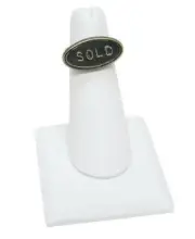 One Finger Ring Display White Faux Leather Ring Holder Display Stand 2 3/8"H