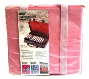 NOS Pink Coastar Shock Protected Nylon Zip Audio Cassette Organizer 24 Tape Case