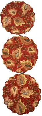 Park Designs Emery Jacobean Reversible Quilted Placemats ~~ Set of 3~~