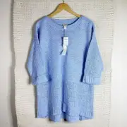 CHICO’S light blue Naomi pullover 3/4 sleeve wool sweater XL NEW