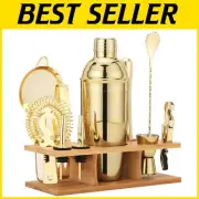 Professional 25 oz Stainless Steel Cocktail Shaker Set - 11Pcs Gold Drink Mixer