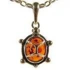 BALTIC AMBER STERLING SILVER 925 TORTOISE TURTLE PENDANT NECKLACE JEWELLERY GIFT