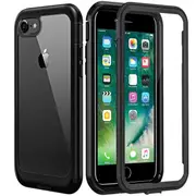 Apple iPhone 8 Military Grade Shockproof Clear Heavy Duty Case Bumper Drop Protection Tough Cover (Black)