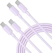 2 Pack Charging Cable USB C 5.9 FT, [MFi Certified] USB C to C Fast Charging Cable Type C Charger Cord Compatible for iPhone 16/16 Plus/16 Pro/16 Pro Max/15/15 Pro/15 Pro Max,Purple