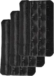 Women's Bra Extender 5 Hook Plus Size Bra Strap Extenders 3pcs-Pack Black