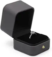 Linkrunning Engagement Ring Box Green, Square Leather Velvet Ring Bearer Box, Premium Gorgeous Vintage Single Slot Ring Box for Proposal, Wedding, ...