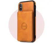 Card Wallet Leather Case Phone Case - Orange, Iphone11promax