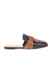 Gate flat mule in calfskin 35 Black/tan