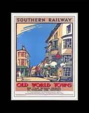 1932 Southern Railway Old World Towns - Matted for 11x14 Frame