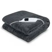 HEATED ELECTRIC BLANKET THROW RUG CORAL WARM FLEECE WINTER GREY