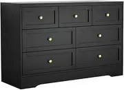 Artiss 7 Chest of Drawers Dresser Lowboy Storage Cabinet Bedroom Black